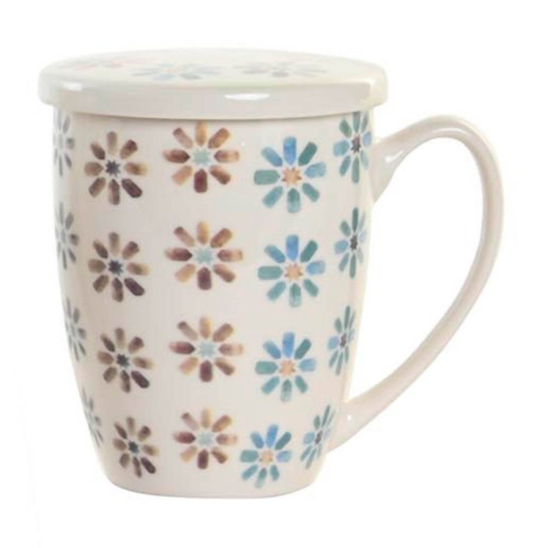 Taza de té PÁJAROS, 0,28l. Porcelana con filtro y tapa