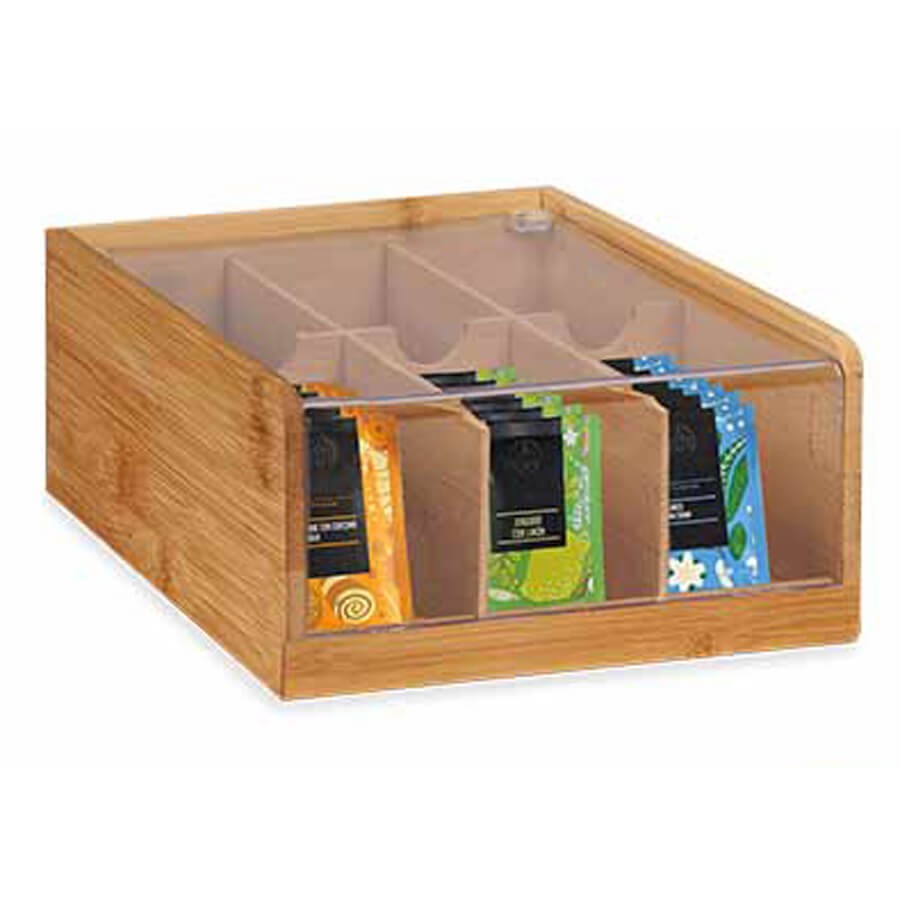 Alsonerbay Caja de té de madera para bolsitas de té, caja de almacenamiento  de cocina para bolsas de especias y paquetes de azúcar con 8