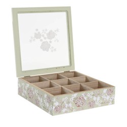 Caja de té - Flores 9 compartimentos
