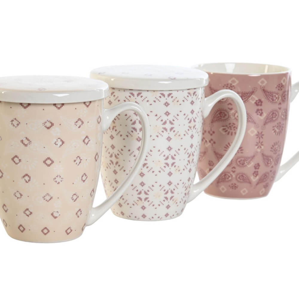 Taza mug de porcelana para té, infusiones, incluye tapa y filtro de acero  inoxidable, mantiene caliente la infusión