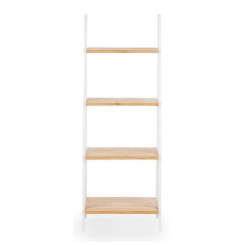 Estantería escalera 3 estantes bambú blanco_Mi casa