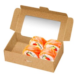 Caja para alimentos con ventana Kraft 18X9X4cm