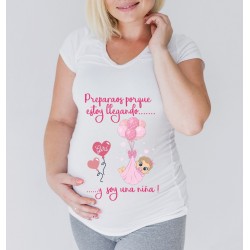 Camiseta embarazada personalizada - Estoy llegando niña