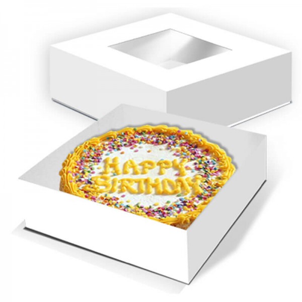 Caja tarta transparente con base y tapa 35 x 35 x 24 cm