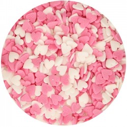 Corazones de azúcar rosa y blanco 60gr