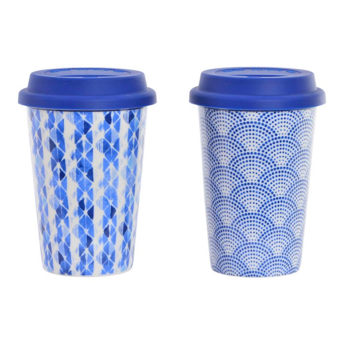 TAZA CON TAPA AZUL 400ML