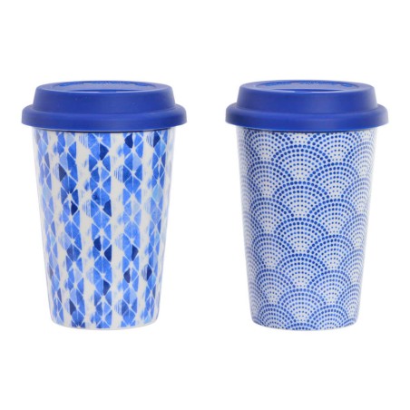 TAZA CON TAPA AZUL 400ML