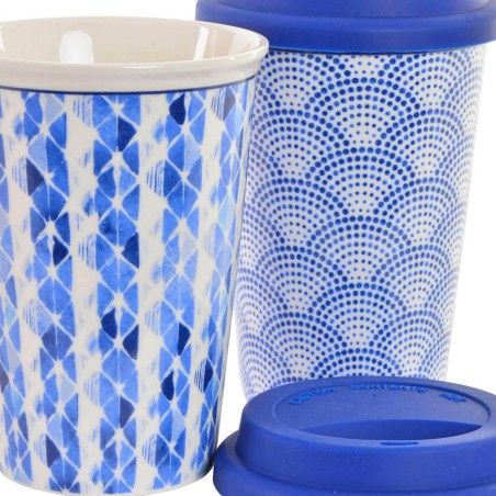 TAZA CON TAPA AZUL 400ML