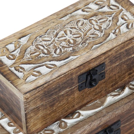 CAJA DE MADERA DECORADA - PEQUEÑA MANGO GRABADO
