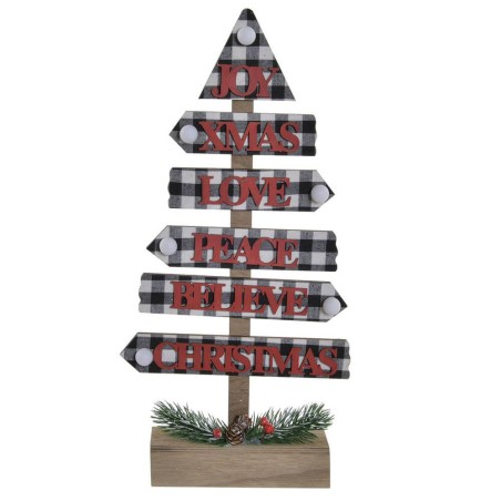 ARBOL LED ROJO MADERA 20X39CM 