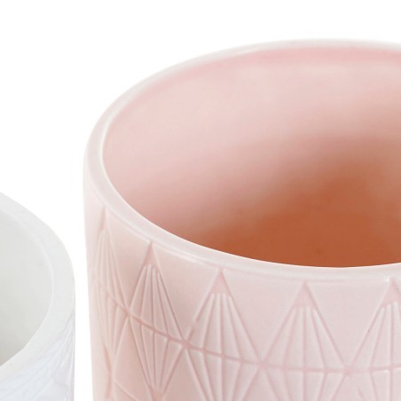 MACETERO PORCELANA - BLANCO/ROSA