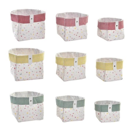 Cesto almacenaje vichy algodón 10,5x10,5cm