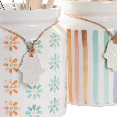 Porta utensilios - Rayas/Flores