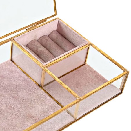 Joyero de cristal - Rosa 23x14x5cm