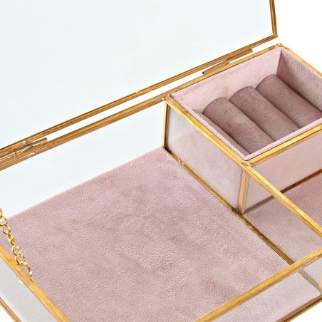 Joyero de cristal - Rosa 23x14x5cm