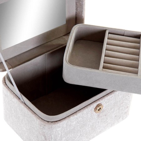 JOYERO BEIGE TERCIOPELO 16X12X10CM 