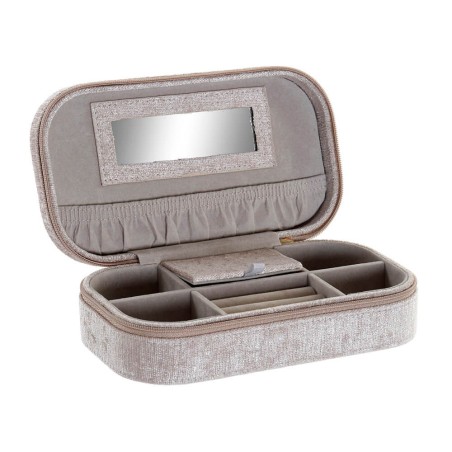 JOYERO BEIGE 18.5X10X5CM TERCIOPELO 