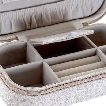 JOYERO BEIGE 18.5X10X5CM TERCIOPELO 