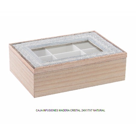 CAJA 24X17X7CM MADERA CRISTAL