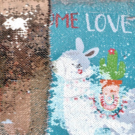 COJIN 50X40CM LLAMA LENTEJUELAS 