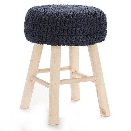 TABURETE TRICOT AZUL