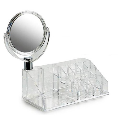 ORGANIZADOR DE MAQUILLAJE CON ESPEJO + 16 COMPARTIMENTOS