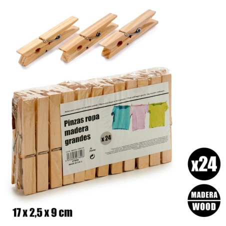 24 PINZAS MADERA GRANDES