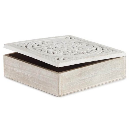 CAJA MADERA BLANCO CUADRADA 