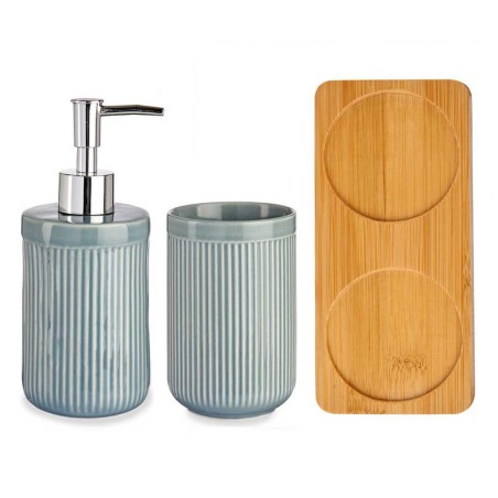 JUEGO DE BAÑO GRIS CON BANDEJA 2P