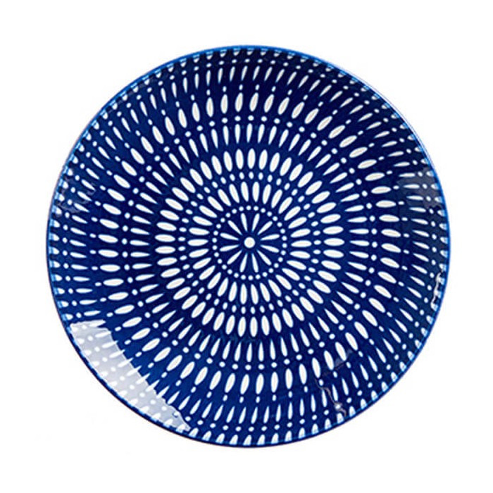 PLATO POSTRE AZUL CIRCULO 19,5CM