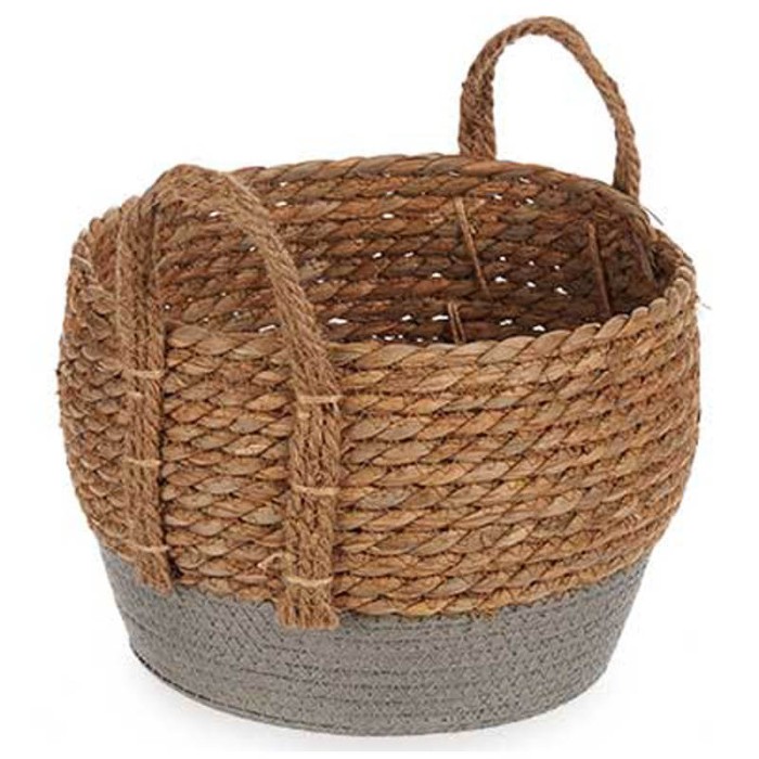 CESTO TRENZADO - GRIS ALGA 25X17CM