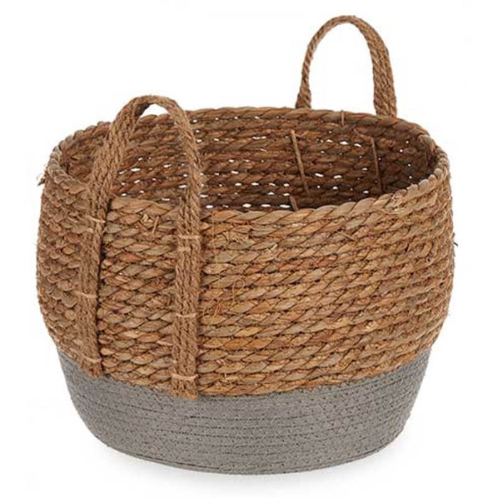 CESTO TRENZADO - GRIS ALGA 28X20CM