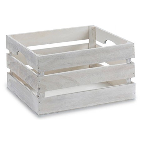 CAJA DE MADERA 31X22X16CM BLANCO ENVEJECIDO