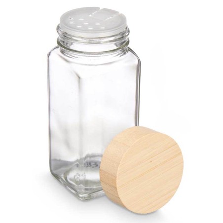 Bote especiero cristal bambú