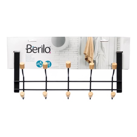 Percha puerta negra 10 pomos