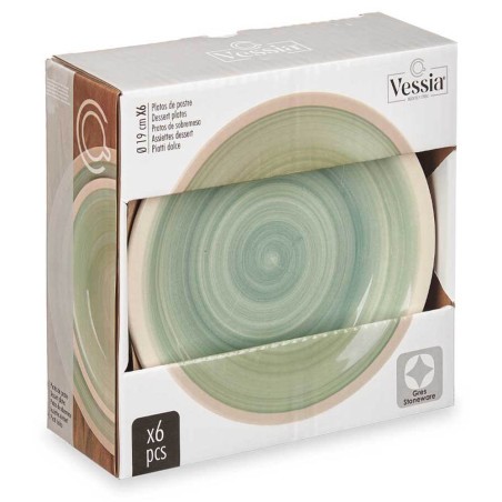 6 platos de postre verdes 19cm