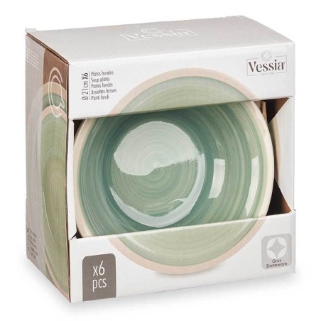 6 platos hondos verdes 21cm