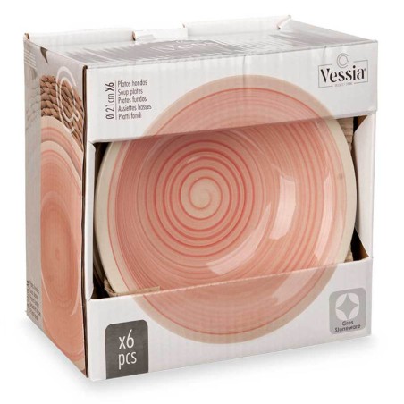 6 platos hondos rosa 21cm