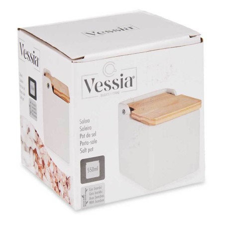 Salero blanco bambú