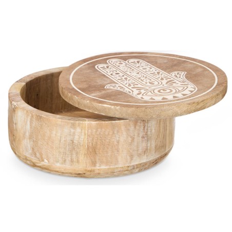 Caja decorada redonda Hamsa
