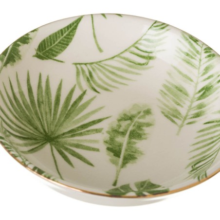 PLATO REDONDO PORCELANA HOJAS