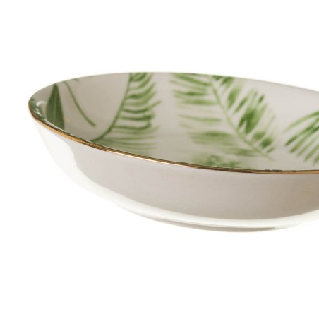 PLATO REDONDO PORCELANA HOJAS