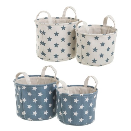 CESTA ALMACENAJE ESTRELLAS AZULES 28x21