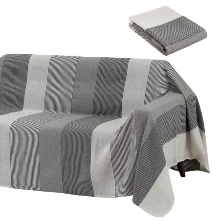 COLCHA MULTIUSOS RAYAS GRISES 160X220