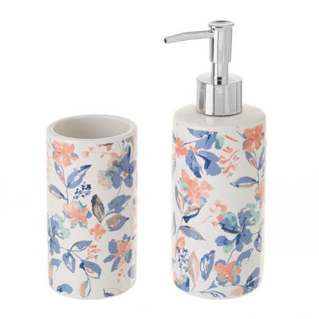 JUEGO DE BAÑO - 2PIEZAS FLORES CERAMICA