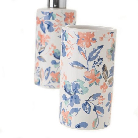 JUEGO DE BAÑO - 2PIEZAS FLORES CERAMICA