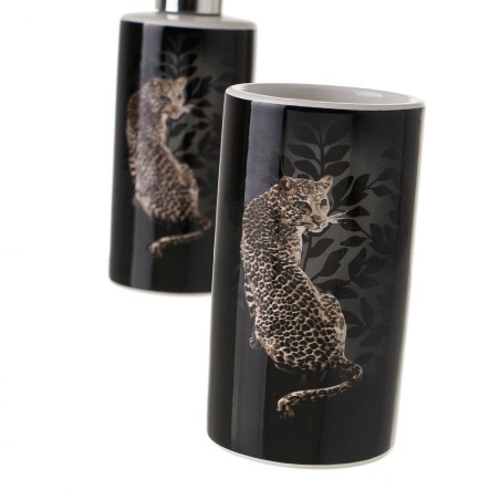 JUEGO DE BAÑO - 2PIEZAS LEOPARDO CERAMICA