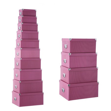 Caja almacenaje cartón granate 30x20x13cm