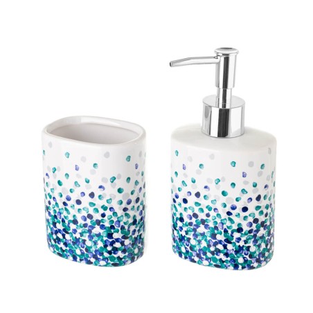 Juego de baño motas azules