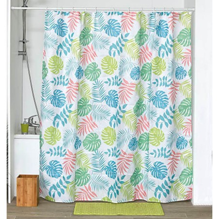 CORTINA DE BAÑO 180X200CM HOJAS COLORES